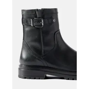 Mint Velvet Gia Black Leather Ankle Biker Boots